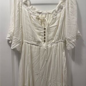 Cream Button-Front Dress